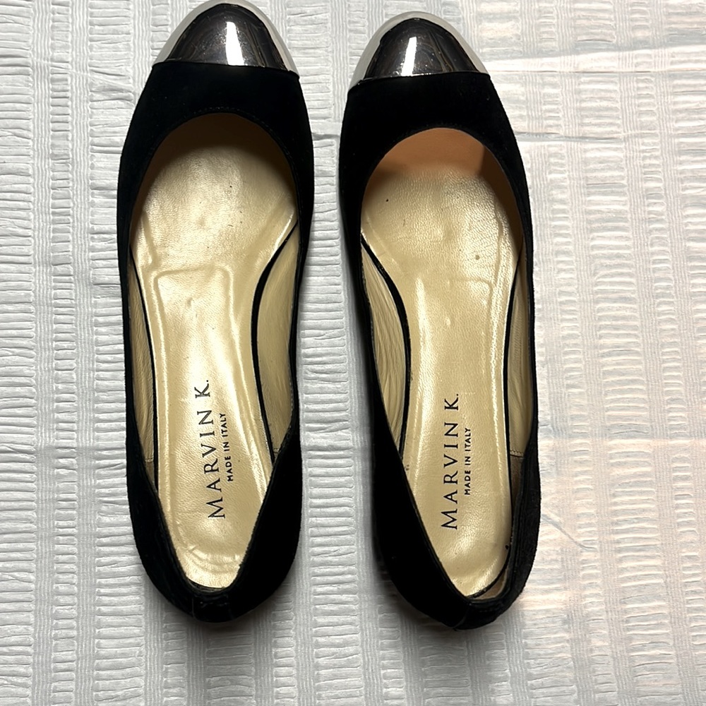 Marvin K ballet flats with silver tip. Elevate your ballet flat with some edge.